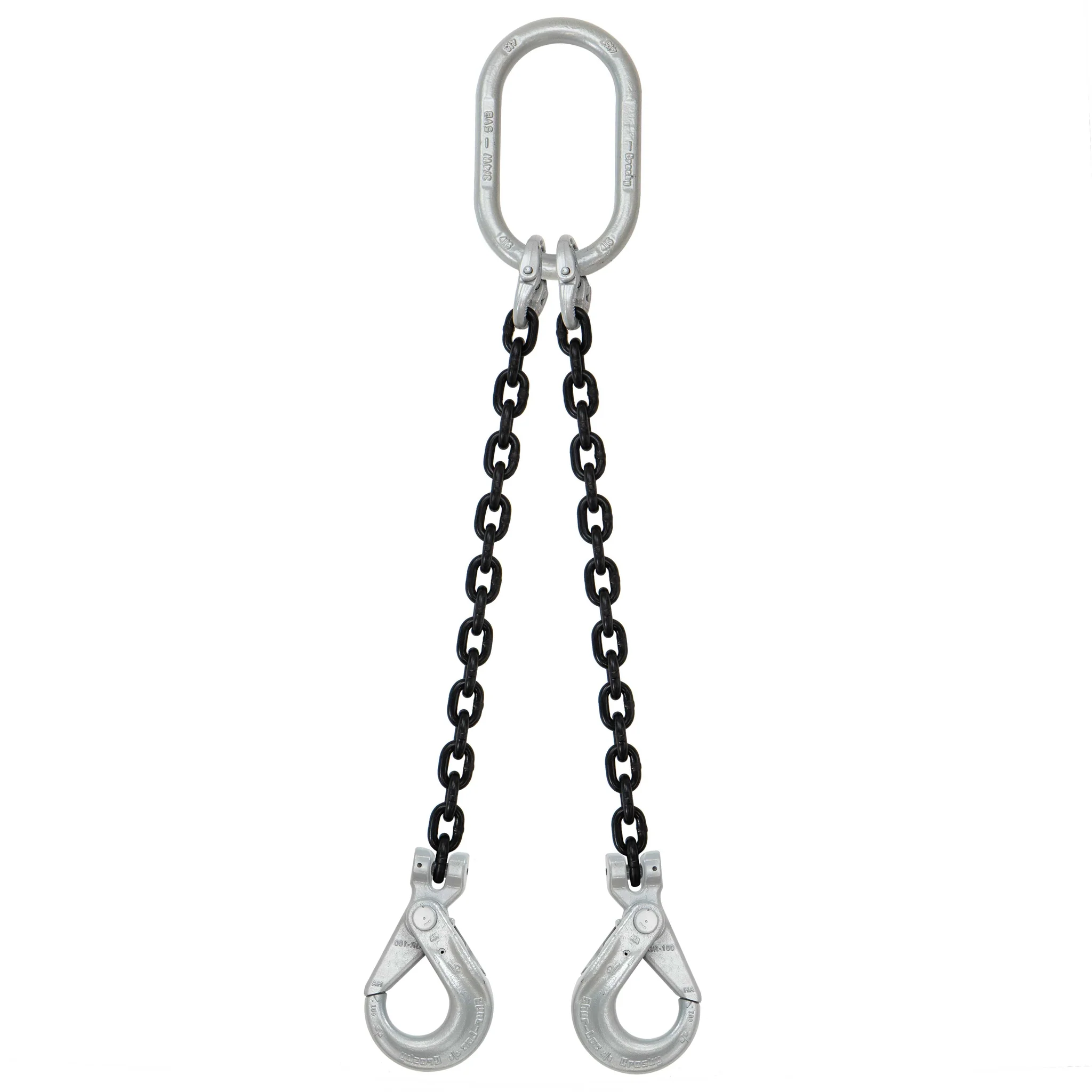 1/2" x 6' Domestic 2 Leg Chain Sling with Crosby Self-Locking Hooks - Grade 100