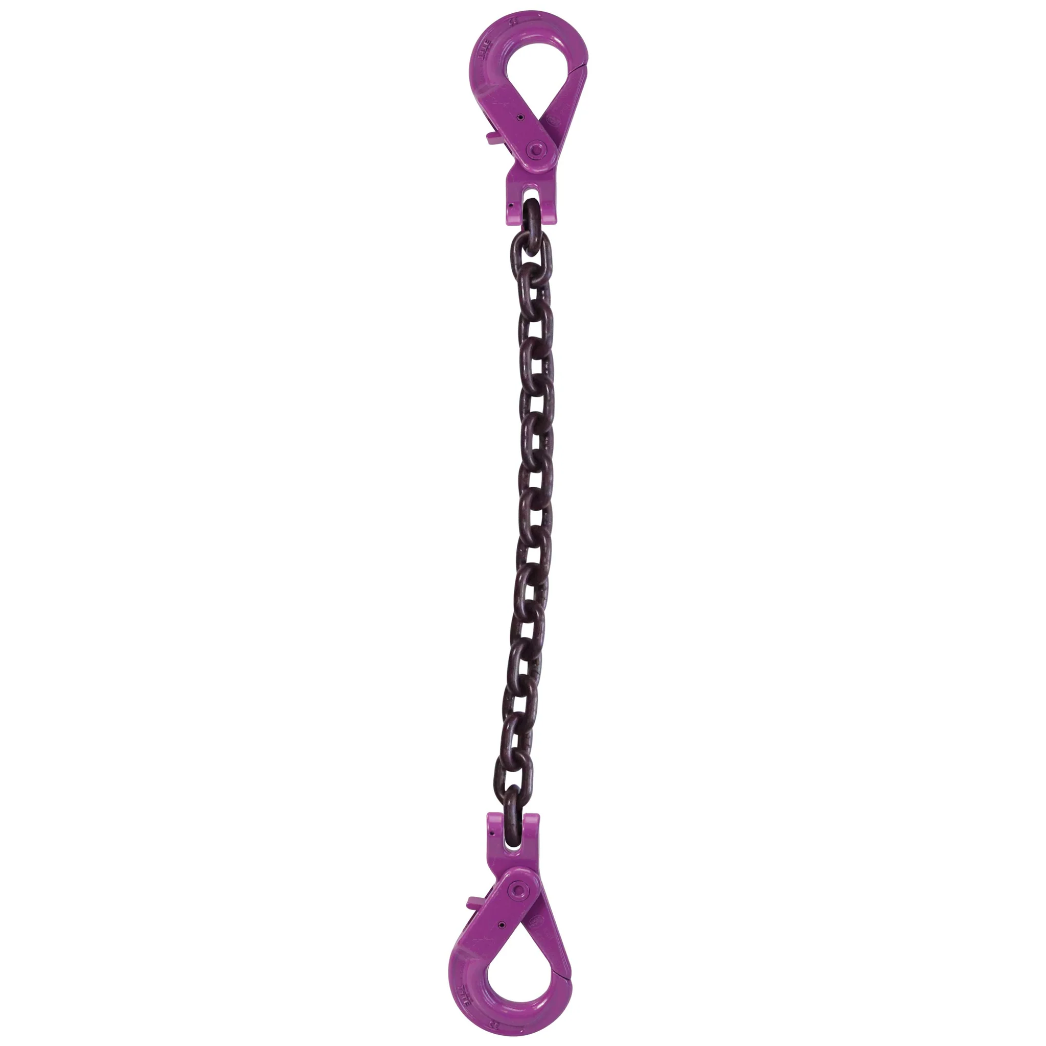 5/16" x 14' Single Leg Chain Sling w/ Self-Locking & Self-Locking Hooks - Grade 100