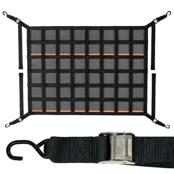 66" x 50" Standard Bed Pickup Truck Cargo Net with Mesh Lining | Cam Buckles & S-Hooks