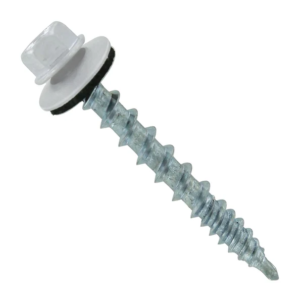 ST Fastening #10 x 1-1/2" Kwikseal Woodbinder Metal Roofing Screw - Polar White, Pkg 250