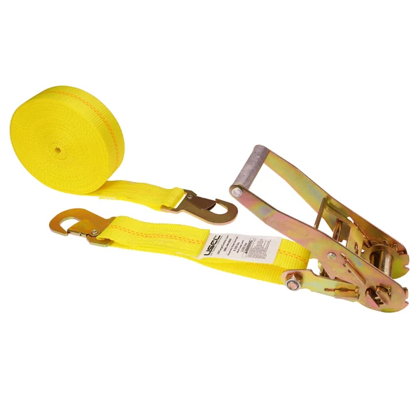 2" x 27' Ratchet Strap with Flat Snap Hooks | Yellow