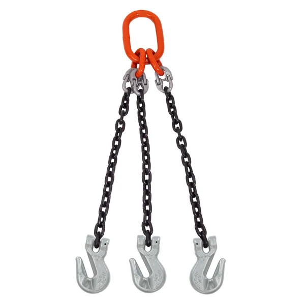 9/32" x 4' Domestic 3 Leg Chain Sling with Crosby Grab Hooks - Grade 100