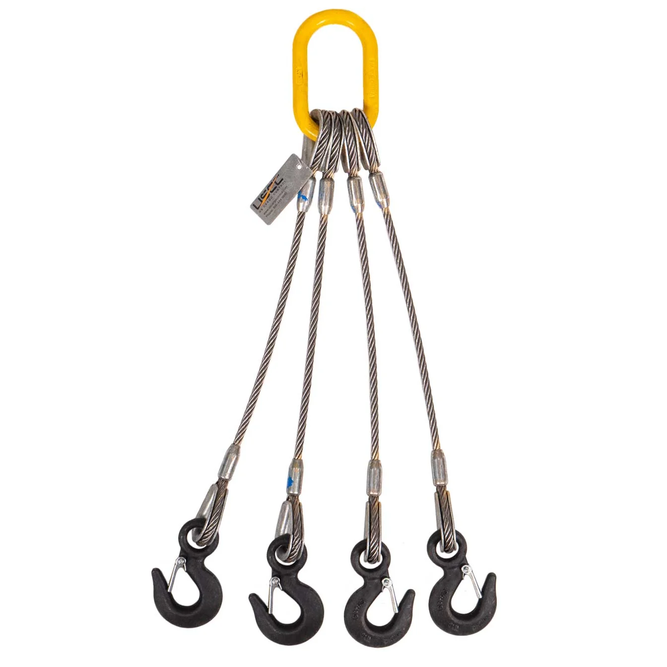 3/8" x 5' 4-Leg Wire Rope Bridle Sling with Eye Hooks