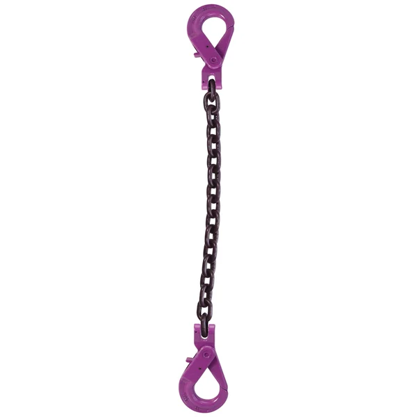 9/32" x 10' Single Leg Chain Sling w/ Self-Locking & Self-Locking Hooks - Grade 100