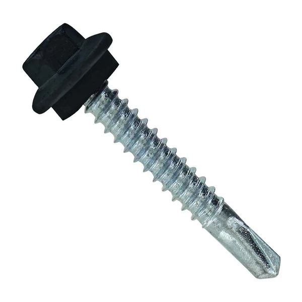 ST Fastening #12 X 1-1/2" Self-Drilling Maxx Steelbinder Metal Roofing Screw, Hex Washer Head - Black | Qty. 250