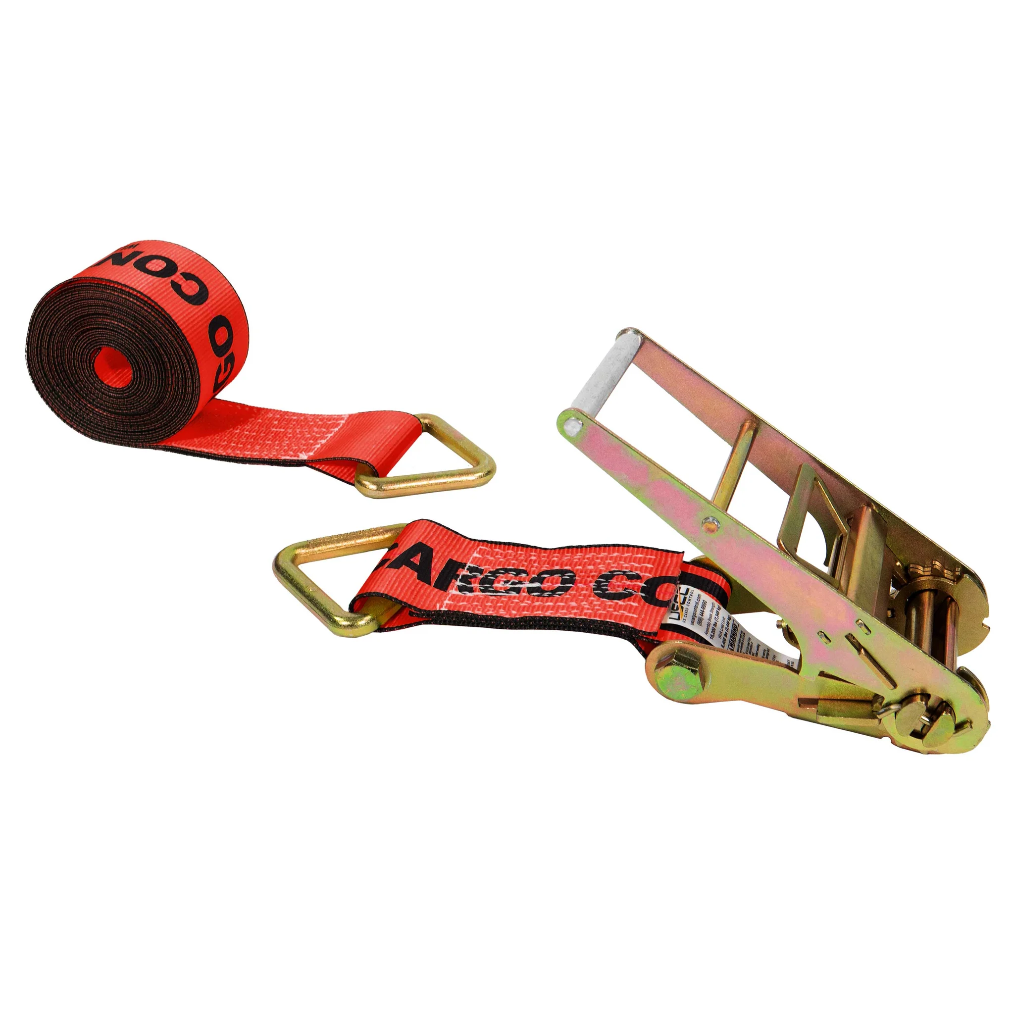 4" x 30' Ratchet Strap with D Rings | Red
