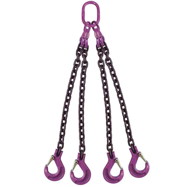 5/16" x 18' 4 Leg Chain Sling w/ Sling Hooks - Grade 100