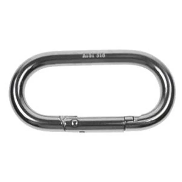 Oval Snap Hook Carabiner - 316 Stainless Steel - 4-3/4" Length