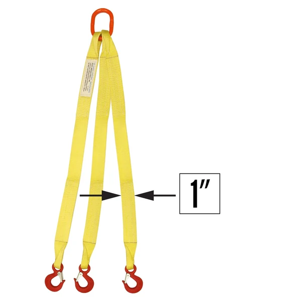 1"x8' (2 ply) Triple Leg Nylon Sling w/ Master Link & Sling Hook