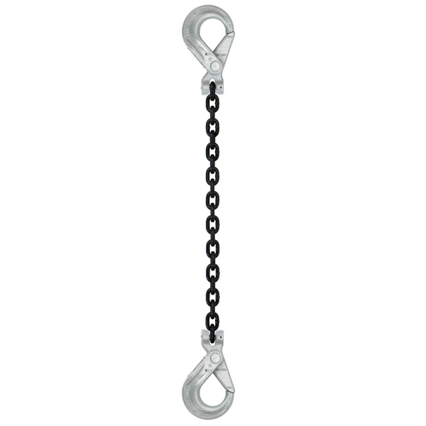 3/8" x 8' Domestic Single Leg Chain Sling with Crosby Self-Locking & Self-Locking Hooks - Grade 100