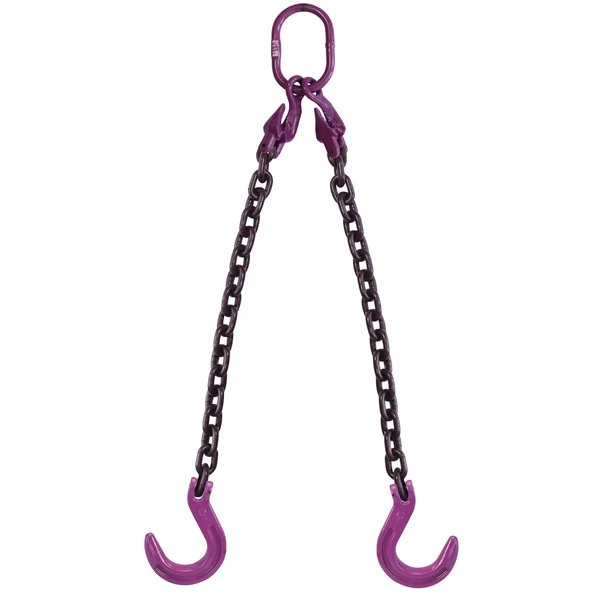 1/2" x 20' Adjustable 2 Leg Chain Sling w/ Foundry Hooks - Grade 100