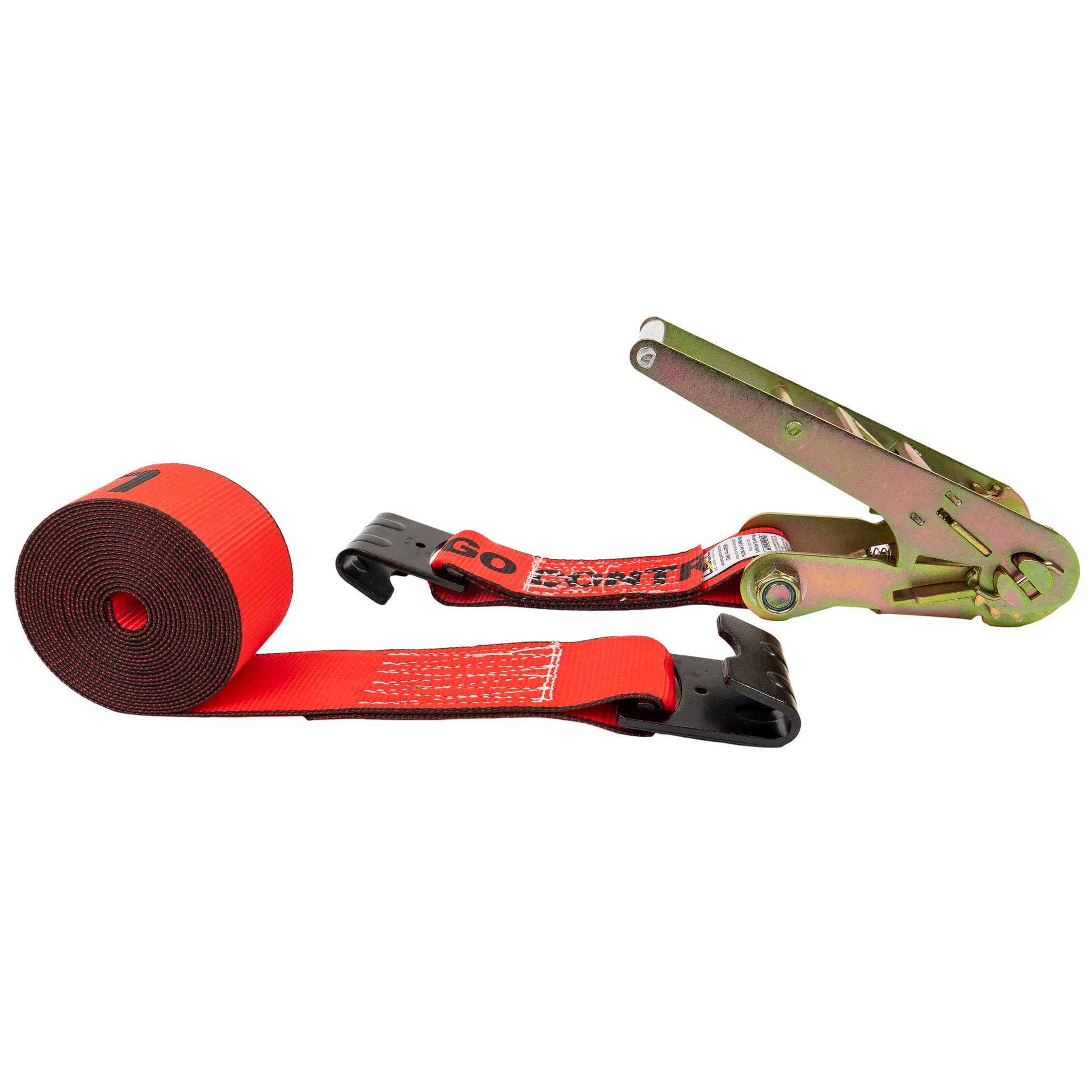 3" x 27' Ratchet Strap with Flat Hooks | Red