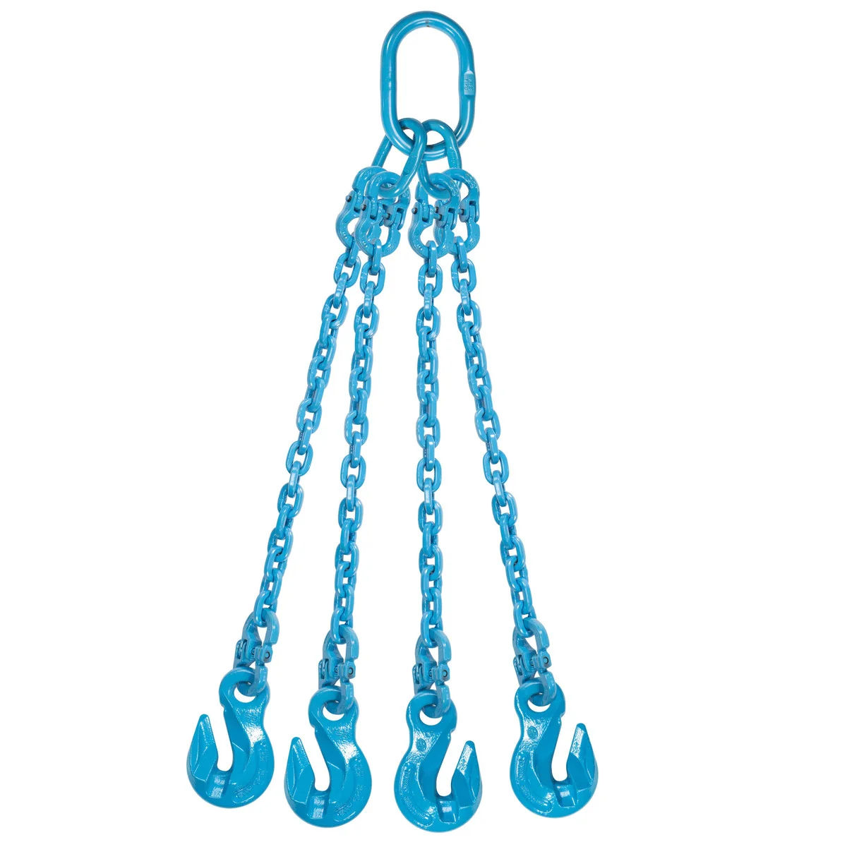 9/32" x 10' Pewag 4 Leg Chain Sling w/ Grab Hooks - Grade 120