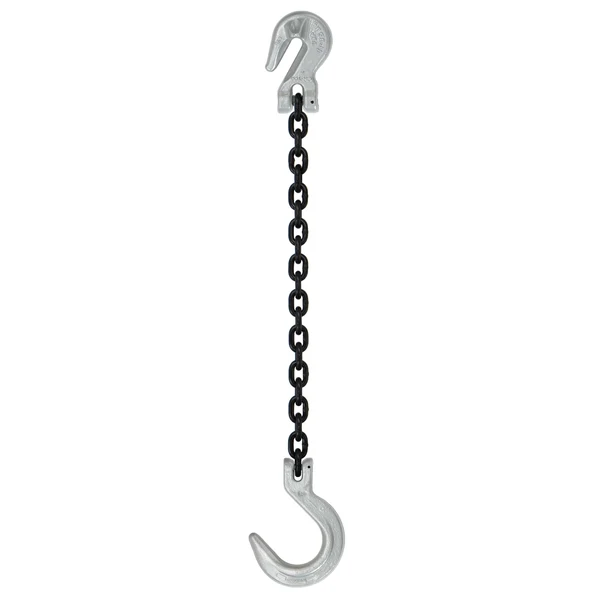 9/32" x 18' Domestic Single Leg Chain Sling with Crosby Grab & Foundry Hooks - Grade 100
