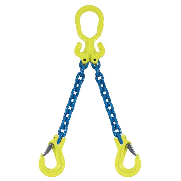 5/16" x 10' Adjustable 2 Leg Chain Sling w/ Gunnebo Chain and Sling Hooks - Grade 100