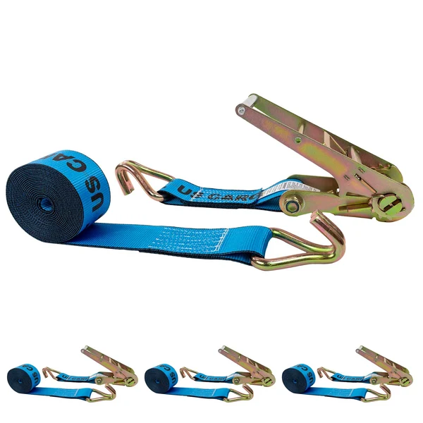 3" x 20' Ratchet Strap with Wire Hooks | Blue | 4-Pack