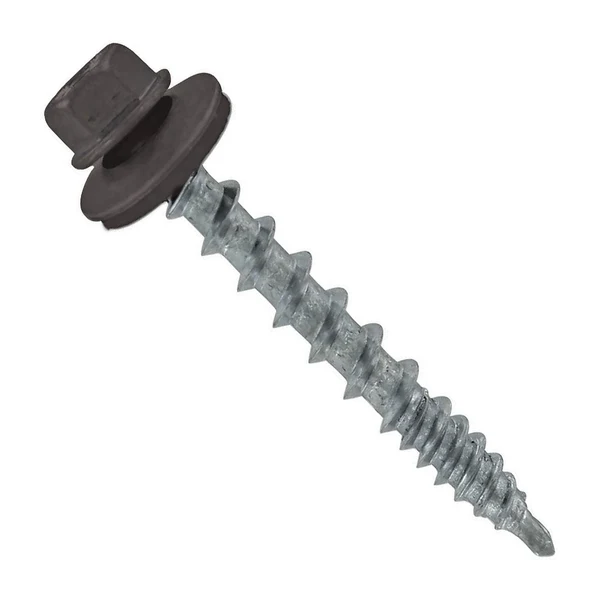 ST Fastening #10 x 1-1/2" Kwikseal Woodbinder Metal Roofing Screw - Charcoal Gray, Pkg 250