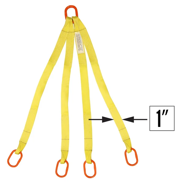 1"x10' (2 ply) Quad Leg Nylon Sling w/ Master Link Both Ends