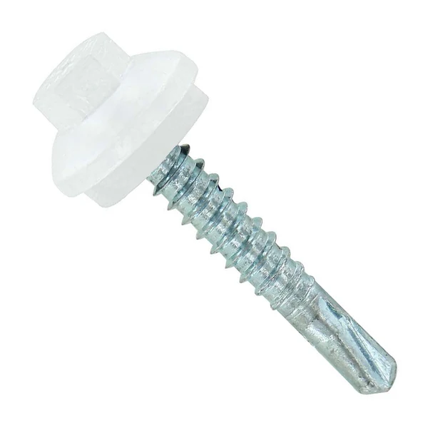 ST Fastening #12 x 1-1/4" ZXL Steelbinder Self-Drilling Metal Roofing Screw - Bright White, Pkg 250
