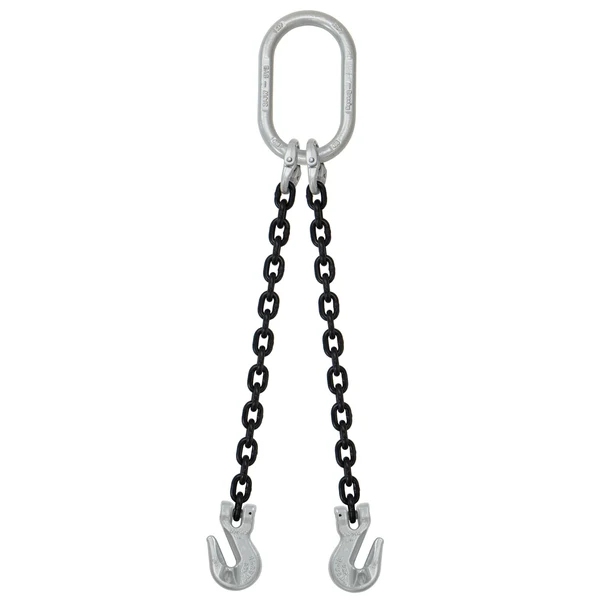 5/8" x 20' Domestic 2 Leg Chain Sling with Crosby Grab Hooks - Grade 100