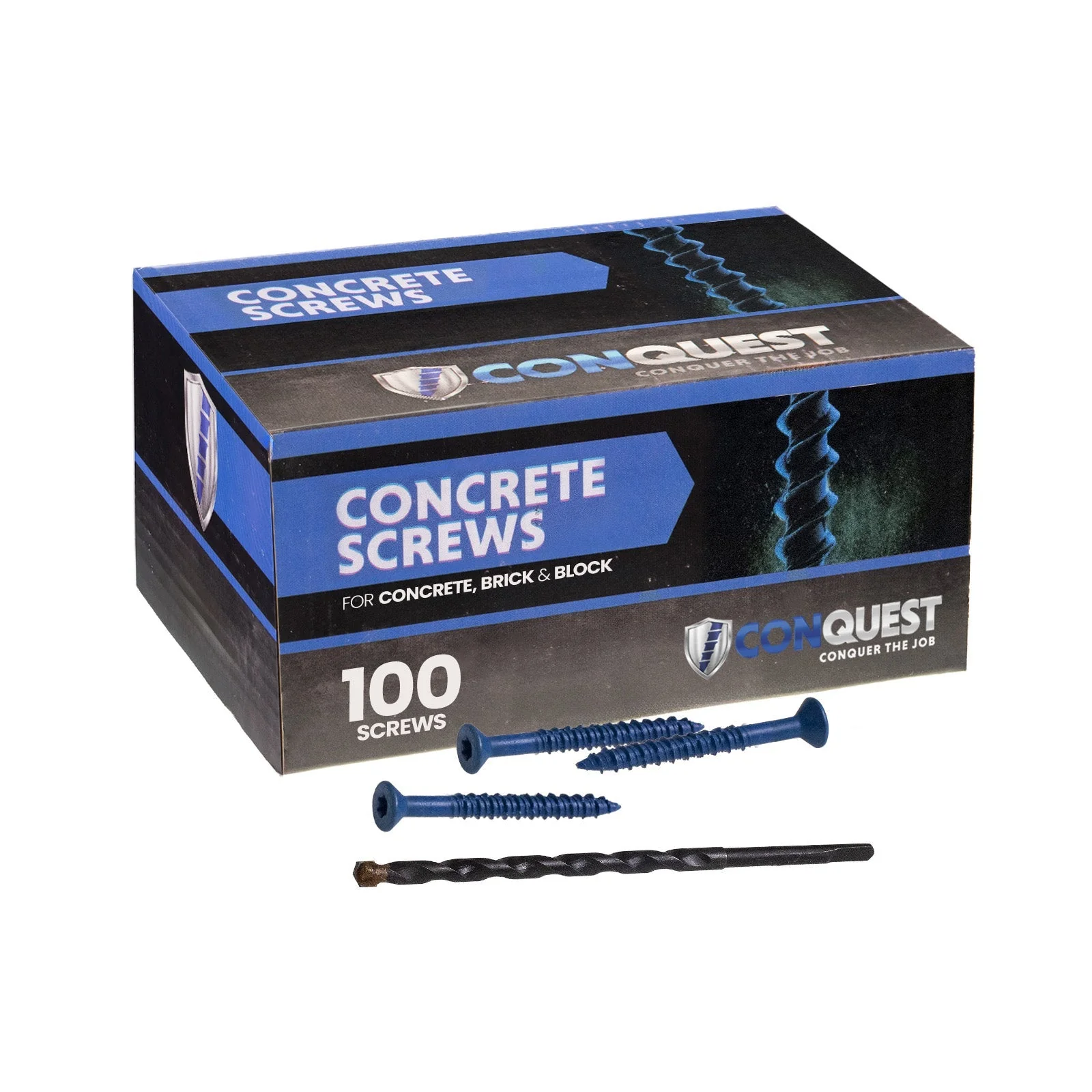 1/4" x 2-1/4" Conquest T-30 Flat Head Concrete Screw, Pkg 100