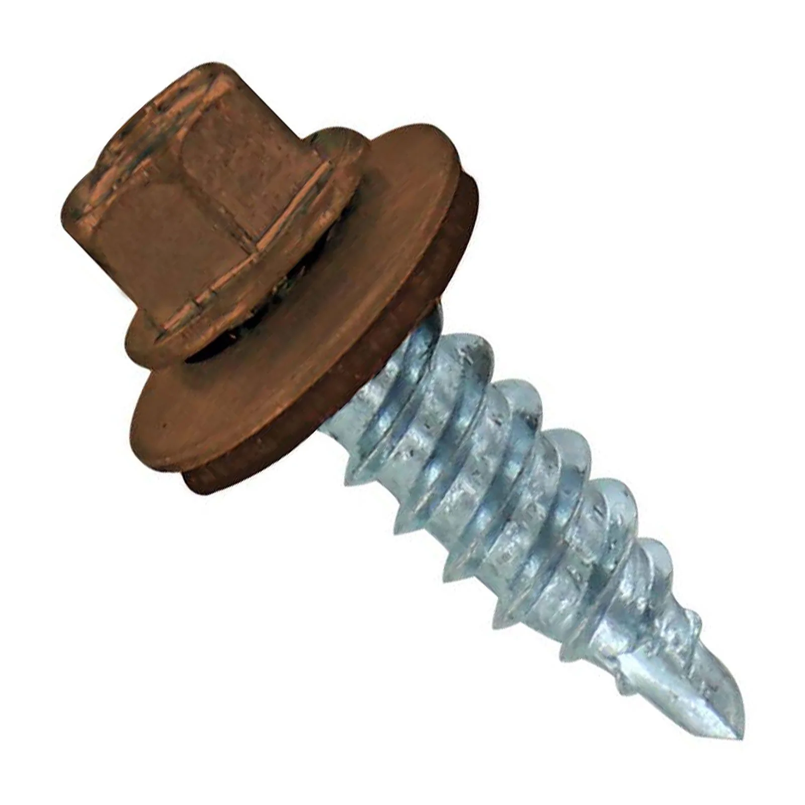ST Fastening #12 x 3/4" Kwikseal Woodbinder Metal Roofing Stitch Screw - Brown, Pkg 250