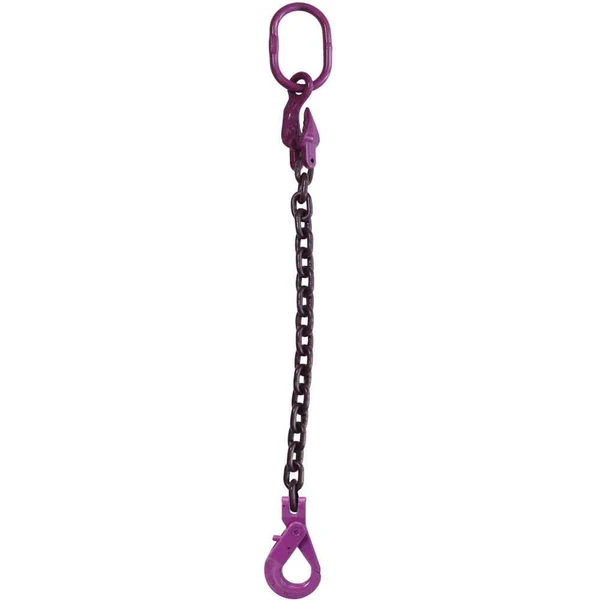 5/8" x 20' Adjustable Single Leg Chain Sling w/ Self-Locking Hook - Grade 100