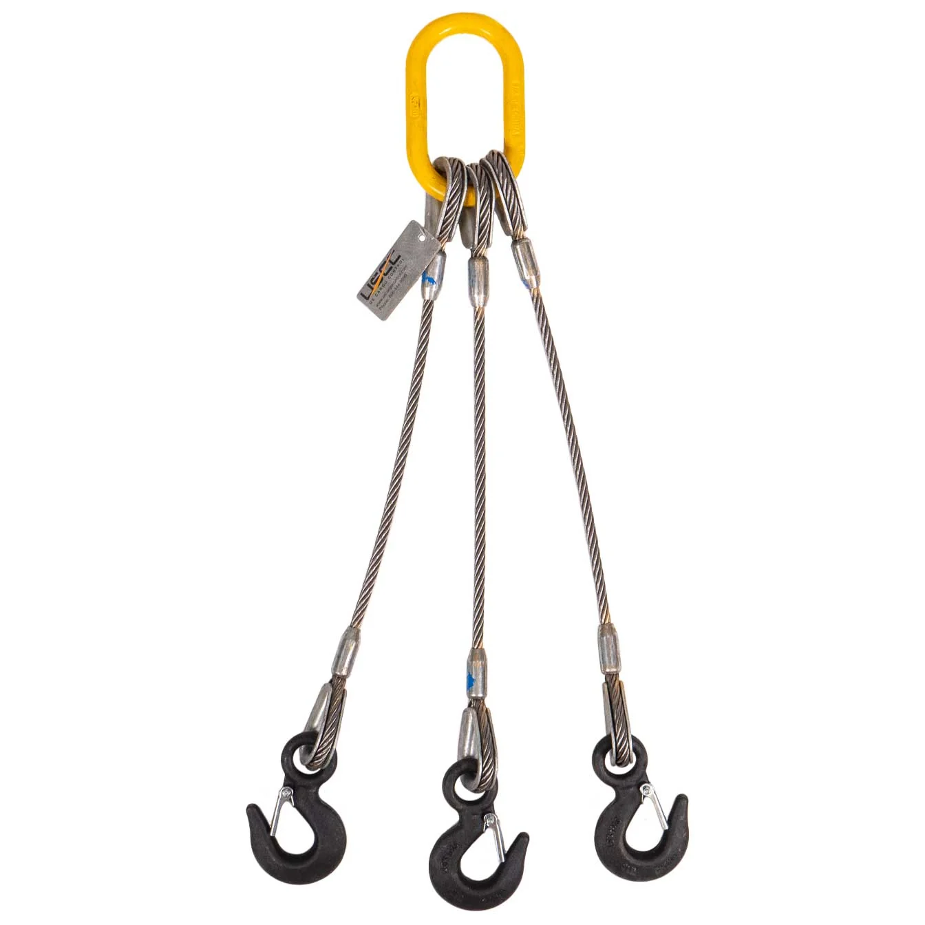 1/4" x 6' 3-Leg Wire Rope Bridle Sling with Eye Hooks