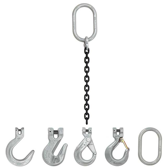 3/8" x 3' Domestic Single Leg Chain Sling with Crosby Self-Locking Hook - Grade 100