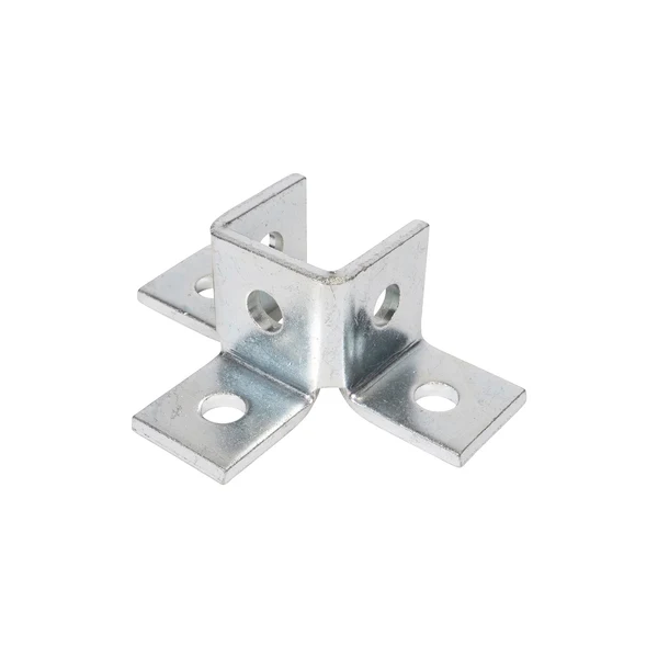 6-Hole 3-Way Channel Wing Connector - Electro-Galvanized