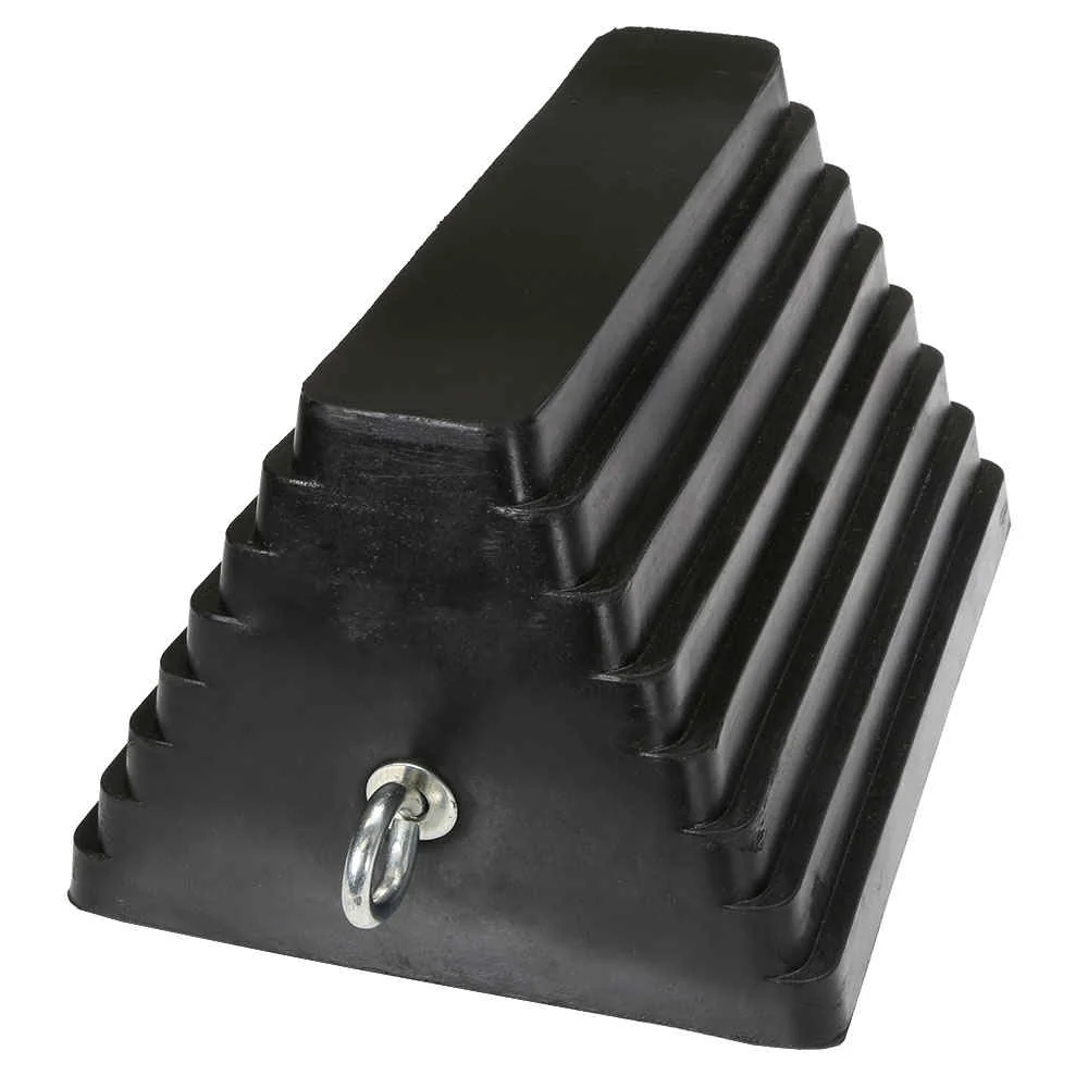 10" Rubber Double-Sided Wheel Chock with Eye Bolt
