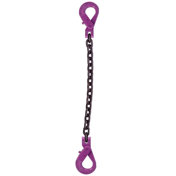 5/8" x 10' Single Leg Chain Sling w/ Self-Locking & Self-Locking Hooks - Grade 100