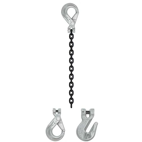 5/8" x 3' Domestic Single Leg Chain Sling with Crosby Grab & Self-Locking Hooks - Grade 100