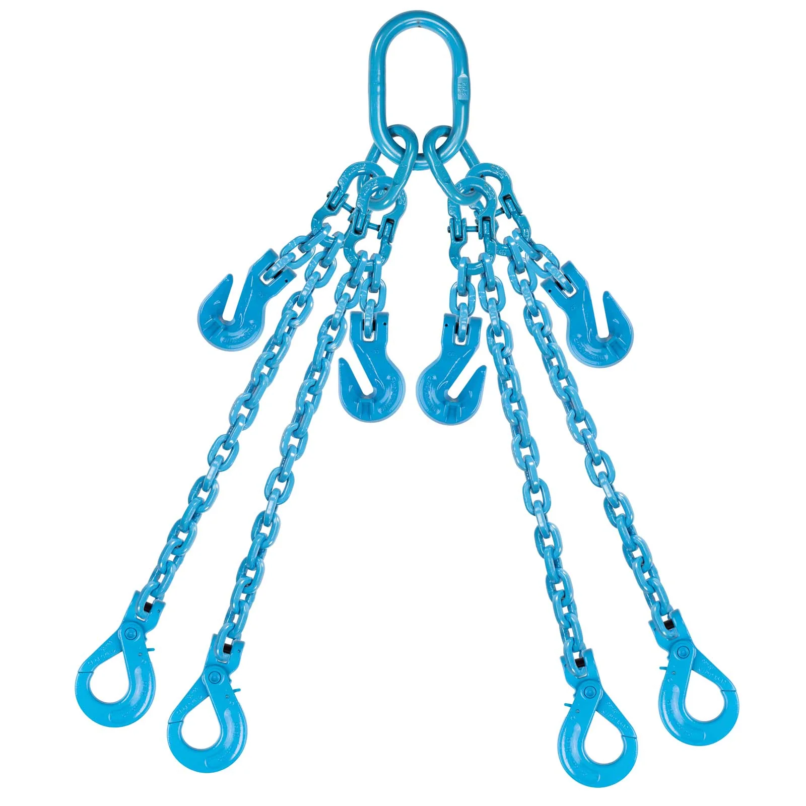 3/8" x 10' Pewag Adjustable 4 Leg Chain Sling w/ Self-Locking Hooks - Grade 120