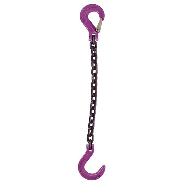 1/2" x 6' Single Leg Chain Sling w/ Sling & Foundry Hooks - Grade 100