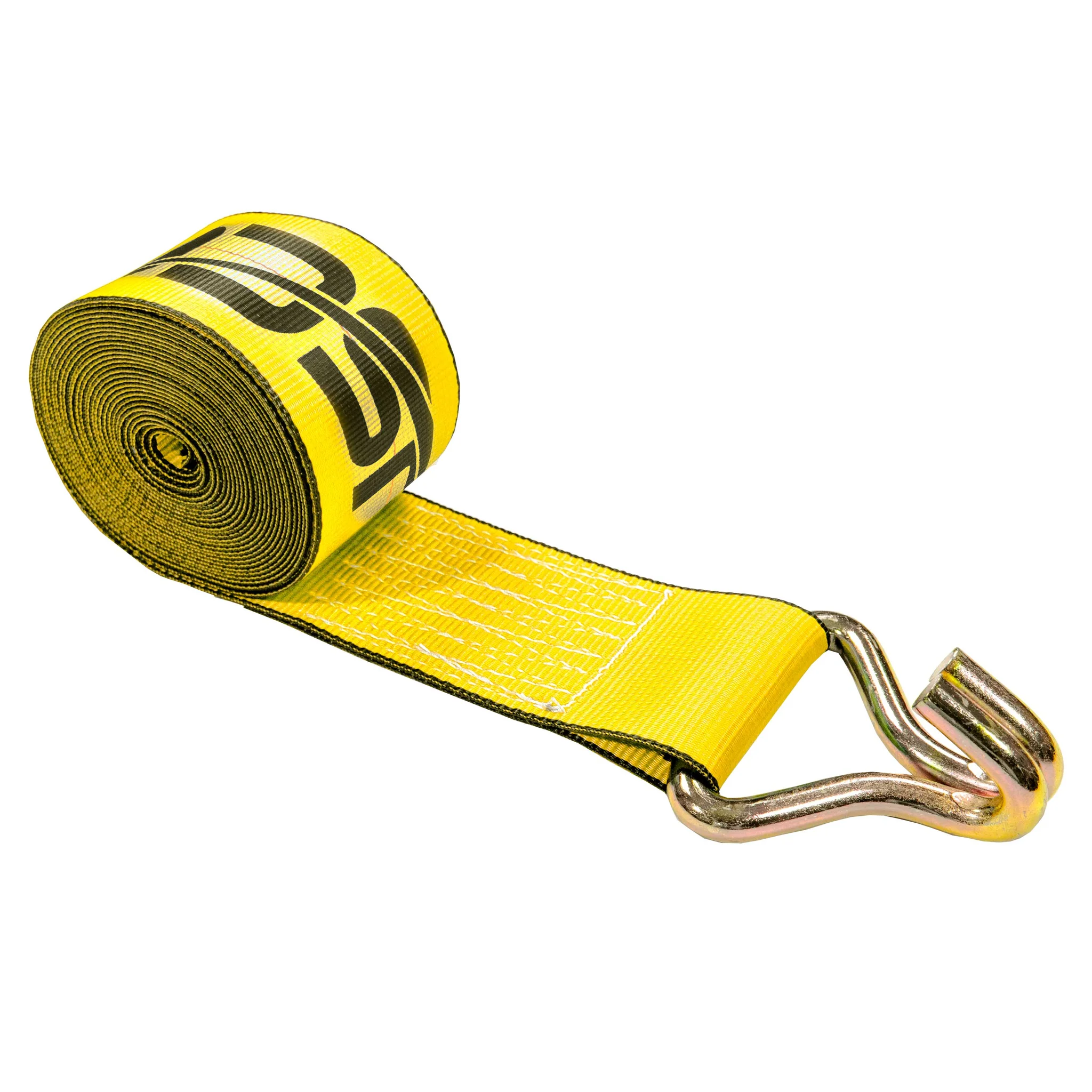 4" x 30' Winch Strap with Wire Hook | Yellow