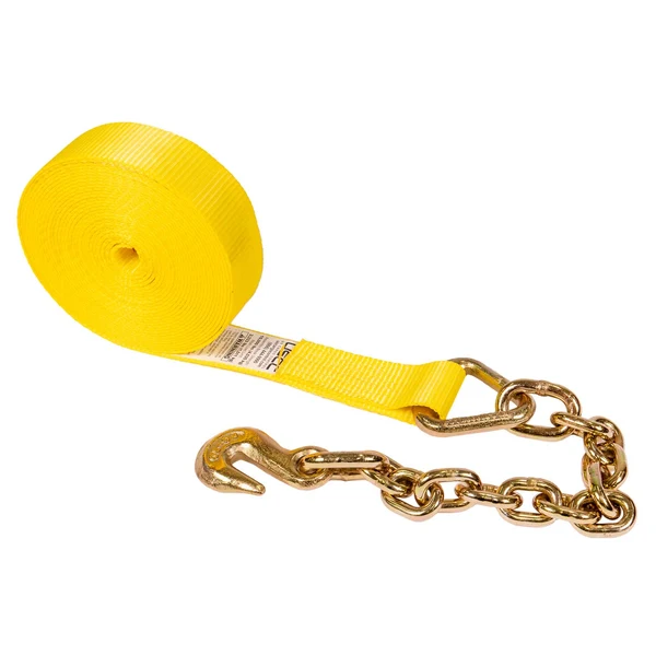 2" x 40' Winch Strap with Chain Extension | Yellow