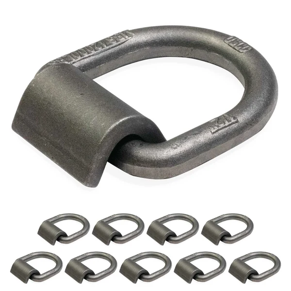 1/2" Weldable D-Ring with Mounting Clip - 12,000 lbs. BS | 10-Pack
