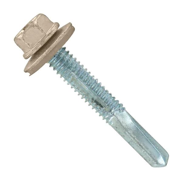 ST Fastening #12-24 x 1-1/2" HG Steelbinder Self-Drilling Metal Roofing Screw - Light Stone, Pkg 250