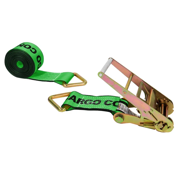 4" x 27' Ratchet Strap with D Rings | Green