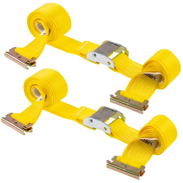 2" x 12' Yellow E-Track Cam Buckle Strap | 2-Pack