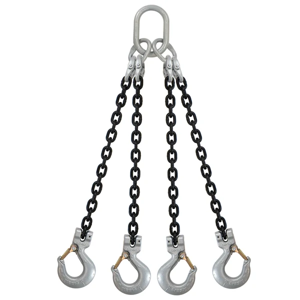5/16" x 6' Domestic 4 Leg Chain Sling with Crosby Sling Hooks - Grade 100