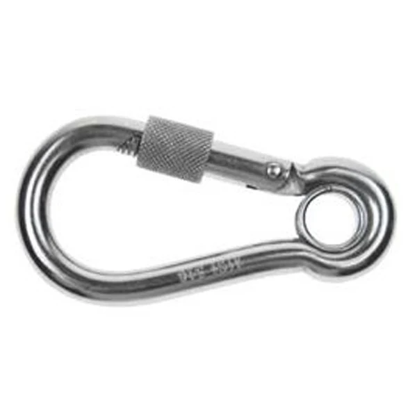Carabiner w/ Screw Nut & Eyelet - 316 Stainless Steel - 5-1/2" Length