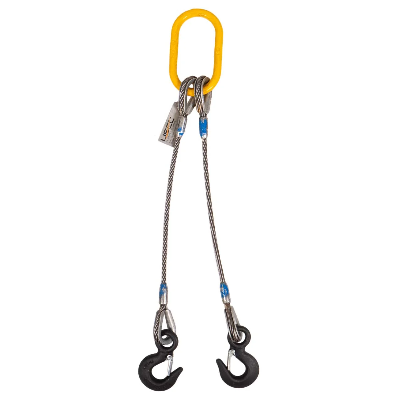 7/8" x 20' 2-Leg Wire Rope Bridle Sling with Eye Hooks