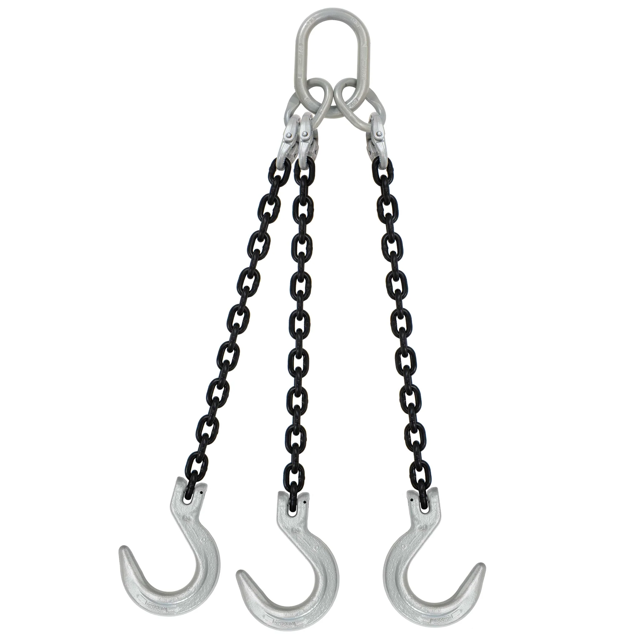 5/16" x 10' Domestic 3 Leg Chain Sling with Crosby Foundry Hooks - Grade 100