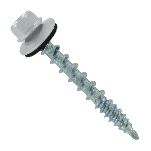 ST Fastening #10 x 1-1/2" Kwikseal Woodbinder Metal Roofing Screw - Alamo White, Pkg 250