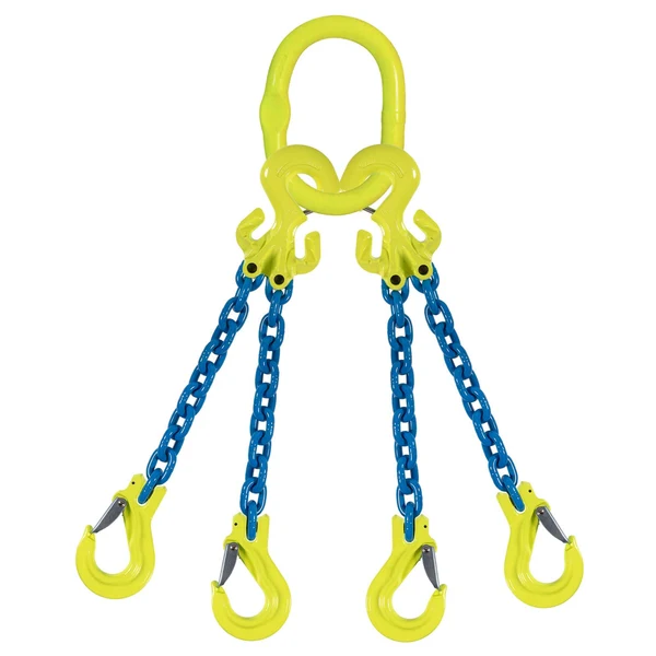 5/8" x 10' Adjustable 4 Leg Chain Sling w/ Gunnebo Chain and Sling Hooks - Grade 100