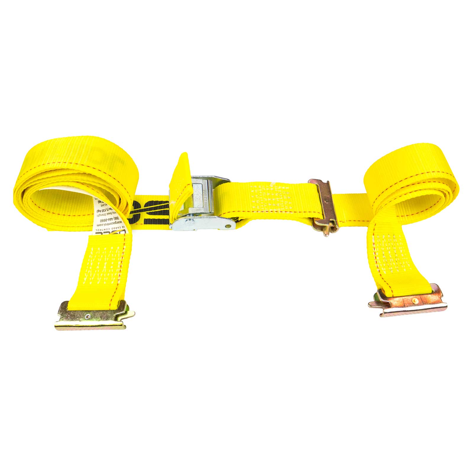 2" x 12' Yellow E-Track Cam Buckle Strap | Double-Fitted End