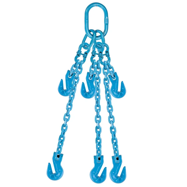 1/2" x 5' Pewag Adjustable 3 Leg Chain Sling w/ Grab Hooks - Grade 120