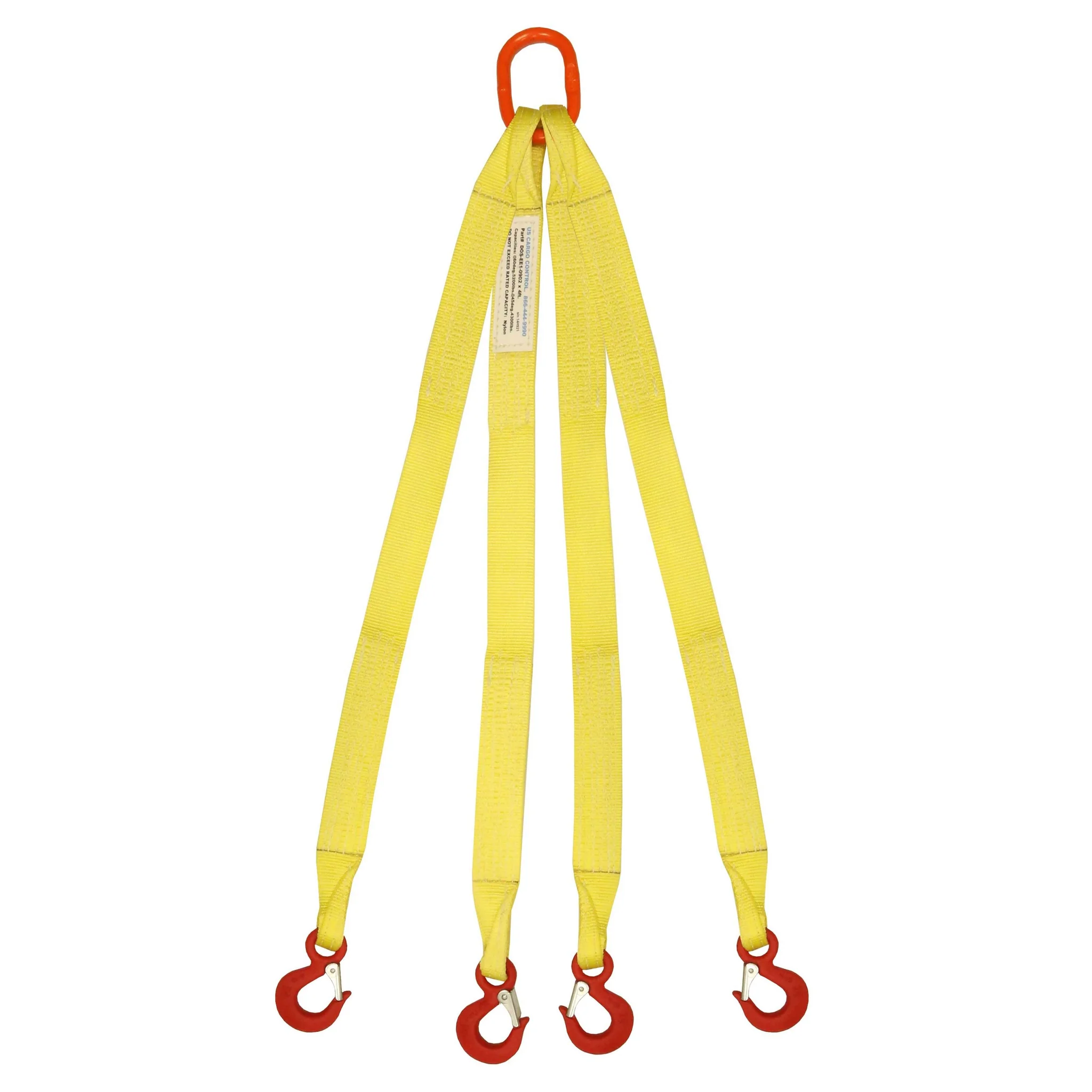 2"x16' (2 ply) Quad Leg Nylon Sling w/ Master Link & Sling Hook